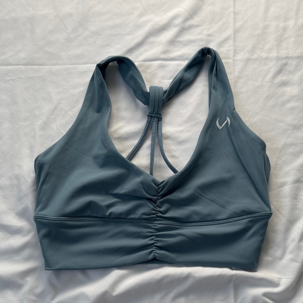 Women's Strappy Back Sports Bra - Slate Blue